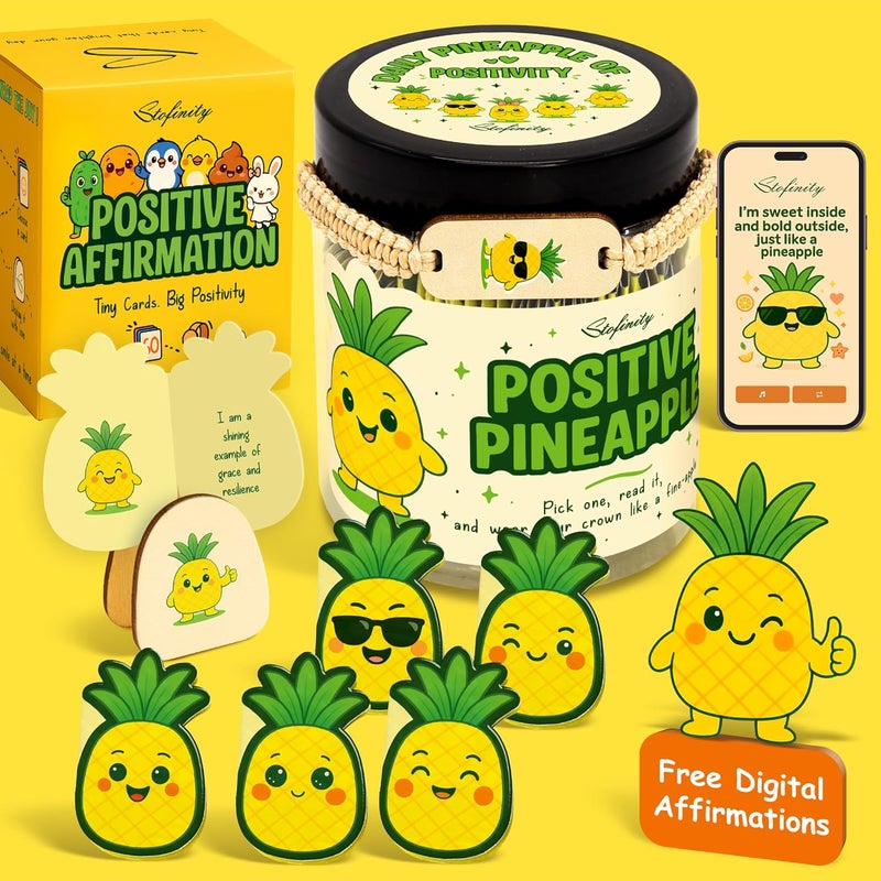 STOFINITY Positive Pineapple Gifts For Women - Jar Of Daily Affirmation Cards For Men, Unique Inspirational Gifts For Women Coworkers, Cute Motivational Teenage Girl Gift For Birthday, Christmas - Image 1